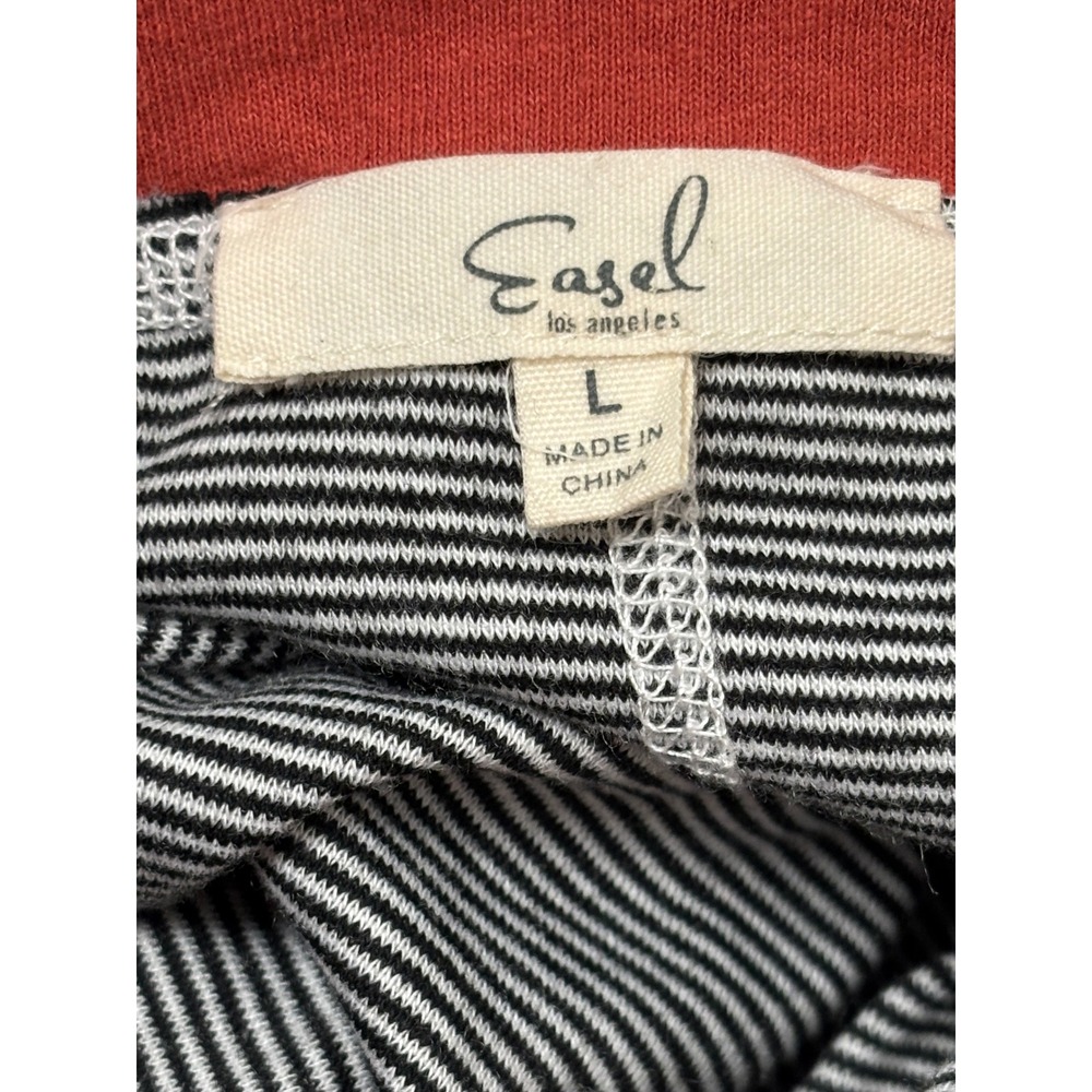 Easel Los Angeles Patchwork Sleeve Oversized Striped Top Womens Large Boho Shirt - Picture 6 of 8